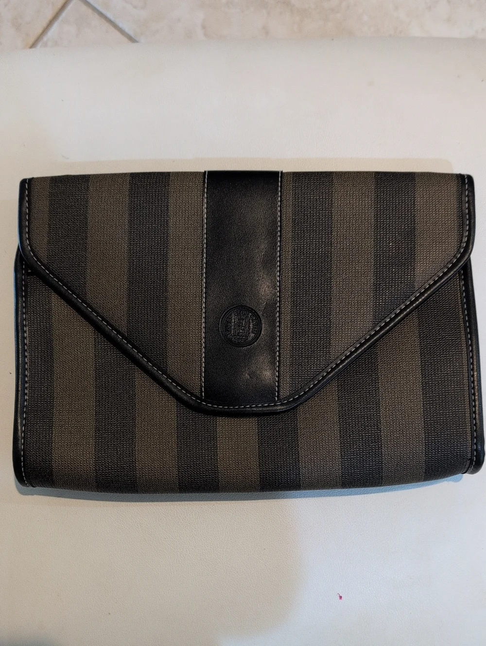 Striped FASHION Envelope Clutch in Black and Brown Stripes